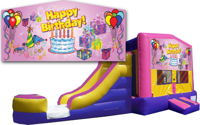 Happy Birthday Pink Bounce Slide Combo (Wet or Dry) Happy Birthday Pink Bounce Slide Combo (Wet or Dry)
