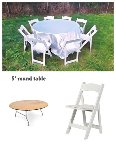 5 Foot Round Table with 8 Garden Chair Set 5 Foot Round Table with 8 Garden Chair Set
