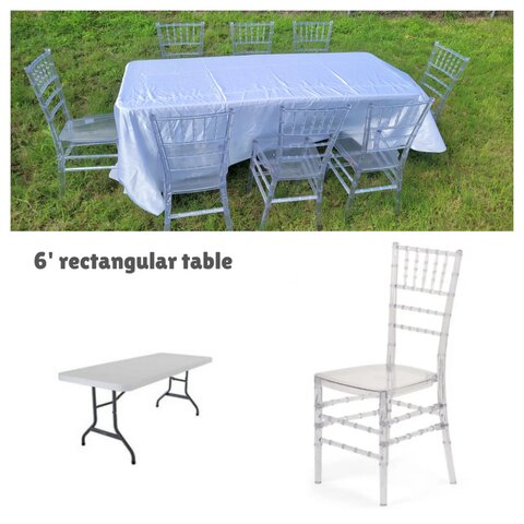 6 Foot Rectangular Table with 8 Tiffany Chair Set 6 Foot Rectangular Table with 8 Tiffany Chair Set