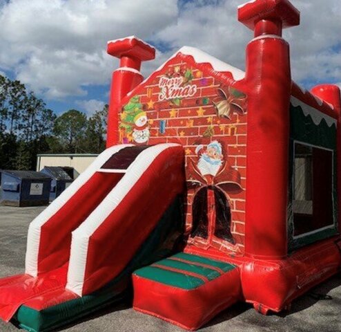 Santa's Workshop Bounce House and Slide Combo Unit