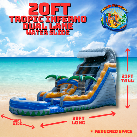 20ft Tropic Inferno Dual Lane Water Slide Rental 20ft Tropic Inferno Dual Lane Water Slide Rental