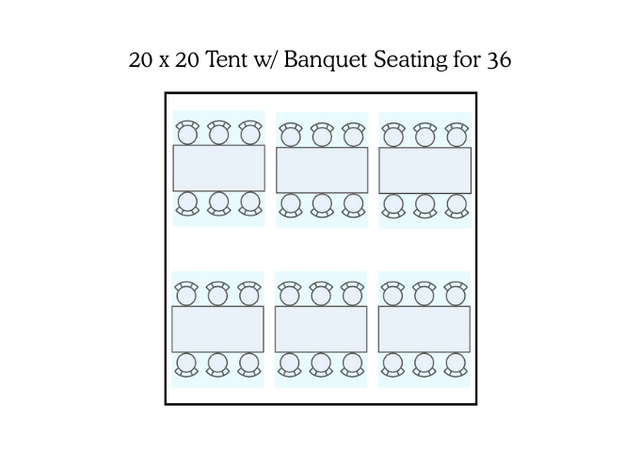 20×20 Tent Package – Banquet Seating for 36 20×20 Tent Package – Banquet Seating for 36