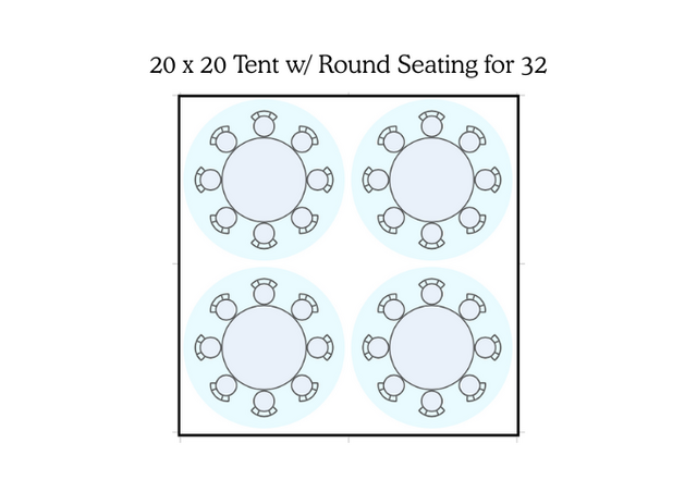 20×20 Tent Package – Round Seating for 32 20×20 Tent Package – Round Seating for 32
