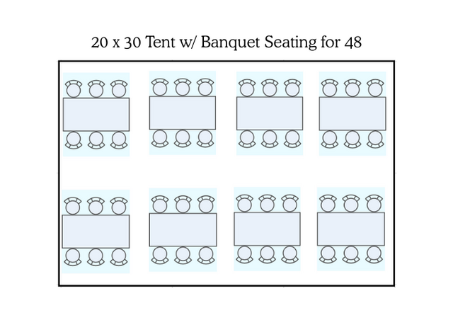 20×30 Tent Package – Banquet Seating for 48 20×30 Tent Package – Banquet Seating for 48