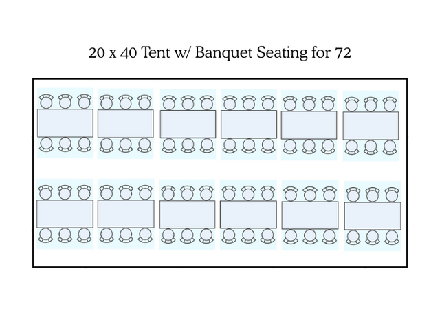 20×40 Tent Package – Banquet Seating for 72 20×40 Tent Package – Banquet Seating for 72