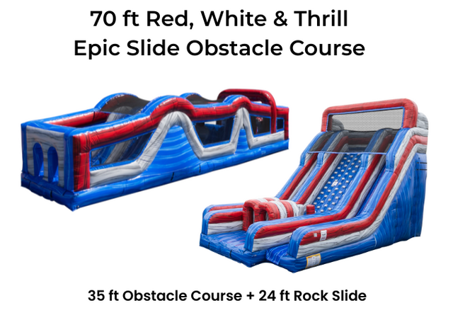 70 Ft Red, White and Thrill Epic Slide Obstacle Course 70 Ft Red, White and Thrill Epic Slide Obstacle Course