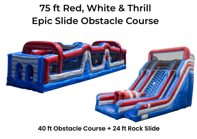 75 Ft Red, White and Thrill Epic Slide Obstacle Course 75 Ft Red, White and Thrill Epic Slide Obstacle Course