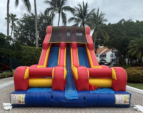 20' Tall Screamer Dual Lane Dry Slide 20' Tall Screamer Dual Lane Dry Slide