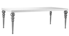 Karrington's White Acrylic Table Silver Legs