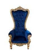 Navy Blue Velvet/Gold Trim Throne