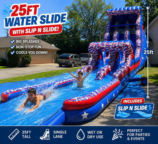 25ft Red White Blue Dual Lane Water Slide 25ft Red White Blue Dual Lane Water Slide