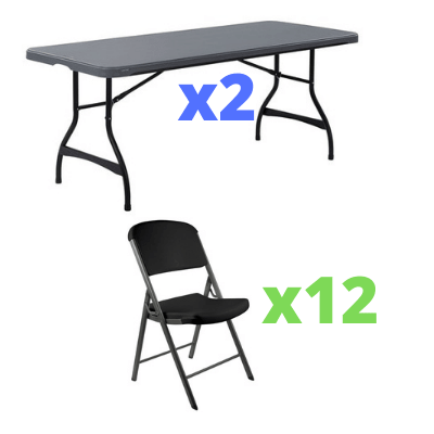 2 Tables and 12 Chairs Black 2 Tables and 12 Chairs Black