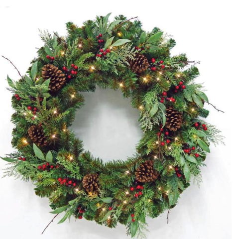 36 in Woodmoore Battery Operated Mixed Pine LED Pre-Lit Artificial Wreath with Timer 36 in Woodmoore Battery Operated Mixed Pine LED Pre-Lit Artificial Wreath with Timer