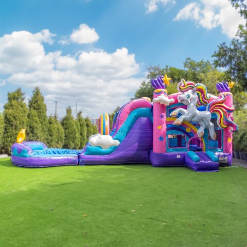 Rainbow Unicorn Bounce House Rent Combo DRY Rainbow Unicorn Bounce House Rent Combo DRY
