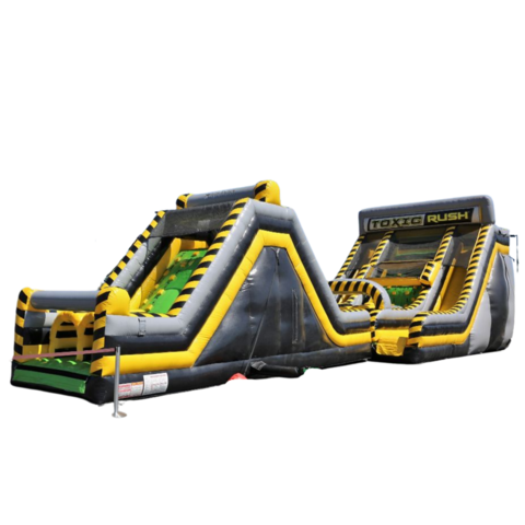 65ft Nuclear Rockwall Obstacle with Double Slide 65ft Nuclear Rockwall Obstacle with Double Slide
