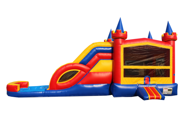 Lucky Multicolor Castle Dual Lane Combo Waterslide With Splash Pad