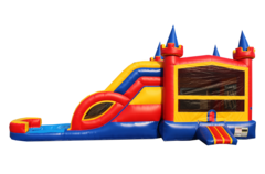 Lucky Multicolor Castle Dual Lane Combo Waterslide With Splash Pad