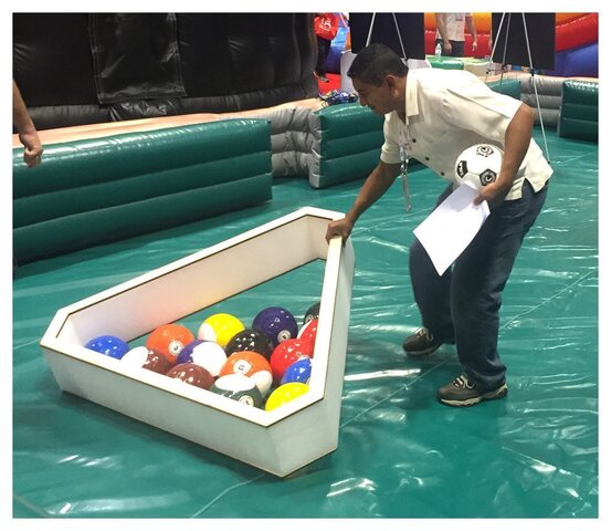human billiard pool table