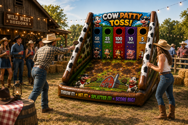 cow patty toss inflatable carnival game