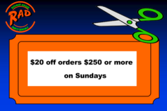 $20 off any order $250 or more on sunday