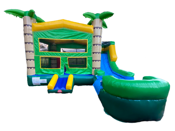 Tropical Safari Combination Bounce House with Water Slide and Inflated Pool