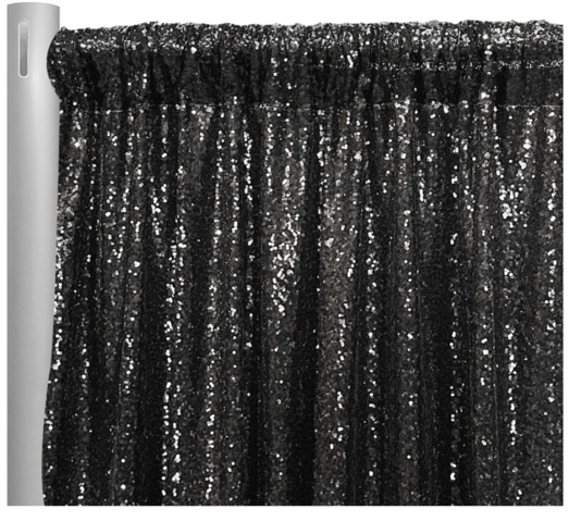 Glitz Sequins Drapery Panel in Black Glitz Sequins Drapery Panel in Black