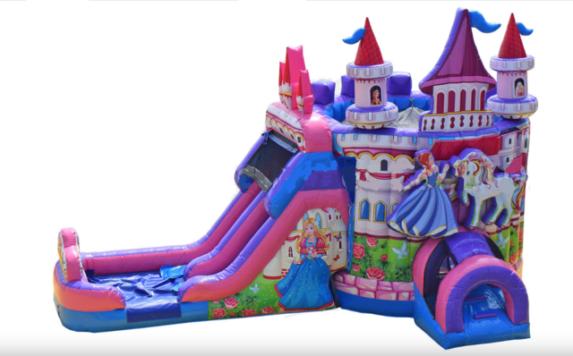 Princess Castle Dual Lane Slide Bounce House Combo (Wet or Dry) Princess Castle Dual Lane Slide Bounce House Combo (Wet or Dry)