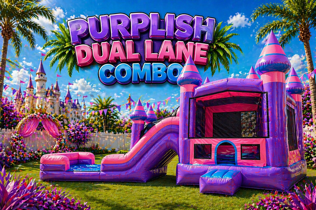 Purplish Dual Lane Combo Water Slide Purplish Dual Lane Combo Water Slide
