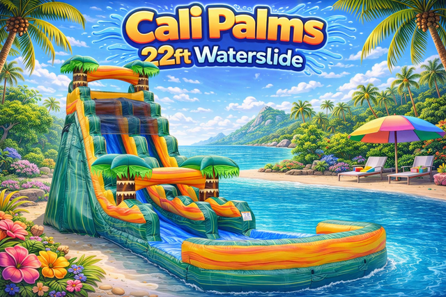 Cali Palms 22 Foot Tall Waterslide - 40 Feet Long Cali Palms 22 Foot Tall Waterslide - 40 Feet Long