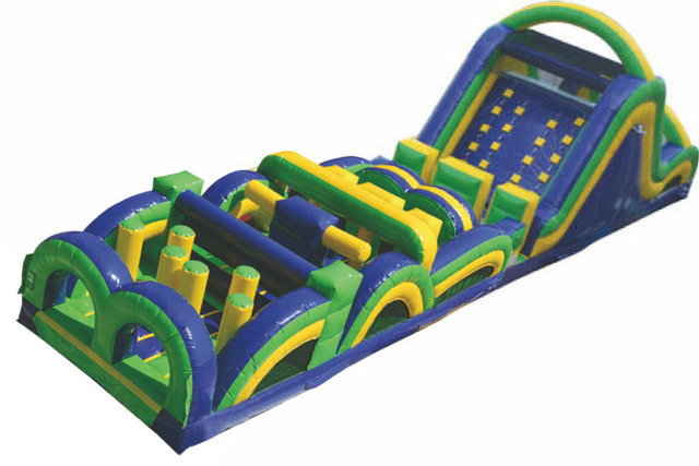61' Radical Run Obstacle Course with Slide, Concession Machine & Game