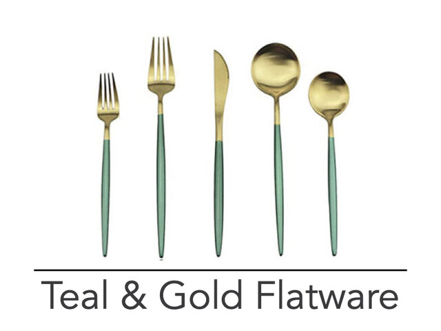Teal and Gold Flatware Teal and Gold Flatware