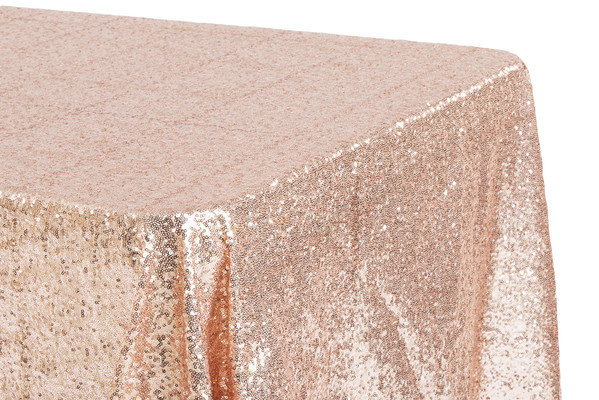 Blush/Rose Gold Glitz 90x132 Tablecloth
Fits our 6ft Long Tables too the floor