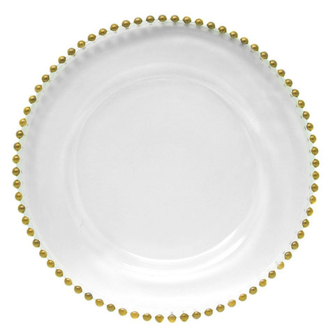 Gold Beaded Charger Plate (Glass)