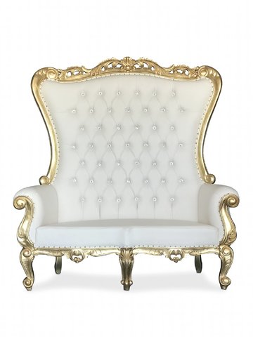 Throne - XL Gold & White Throne Chair Throne - XL Gold & White Throne Chair