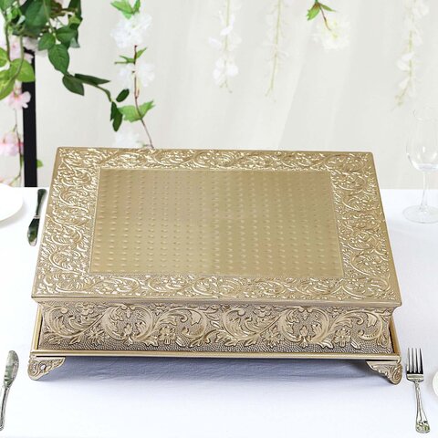  CAKE STAND 22in SQUARE GOLD