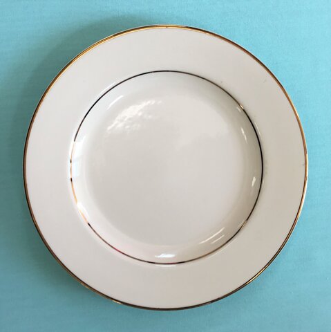 (h) CHINA- (IVORY GOLD BAND DINNER PLATE) 10.5IN