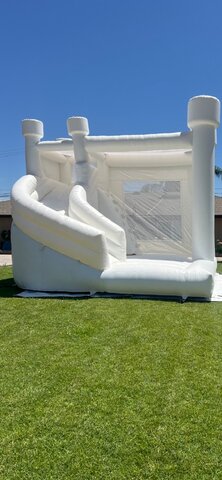 White Curve Slide Bounce House Combo White Curve Slide Bounce House Combo