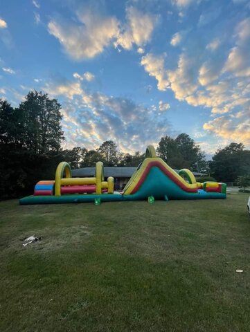 47 ft multi-color obstacle and slide wet or dry 47 ft multi-color obstacle and slide wet or dry