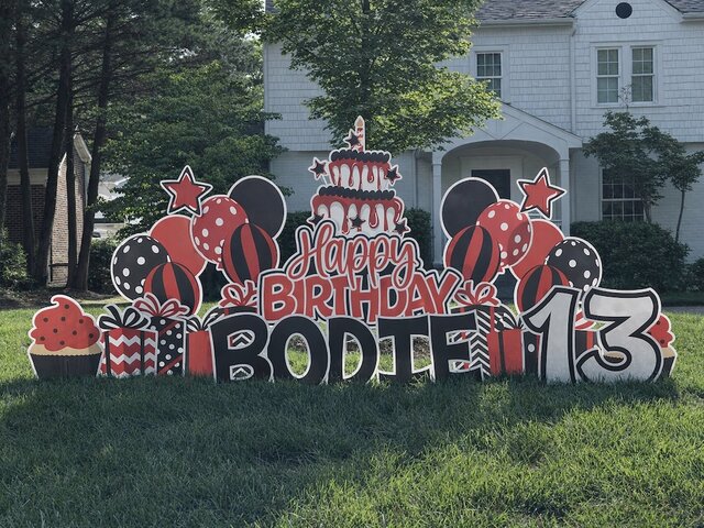 birthdayredblackyardsign birthdayredblackyardsign