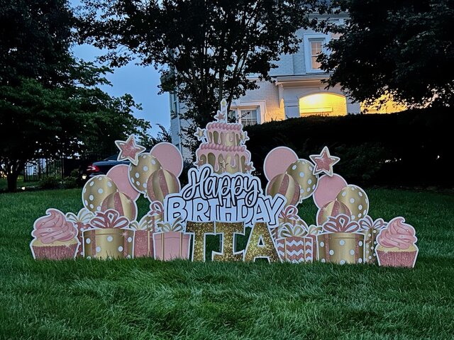 birthdayrosegoldyardsign birthdayrosegoldyardsign