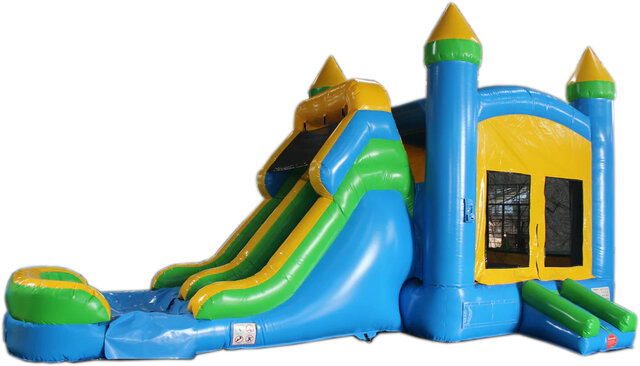 Blue and Yellow Bounce House WaterSlide Combo Blue and Yellow Bounce House WaterSlide Combo