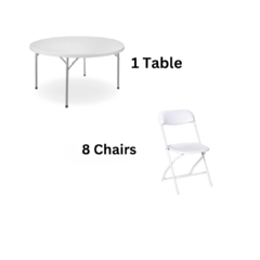 1 60in Round Table & 8 Chairs