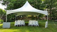 <p>20' x 20' TENT PACKAGE</p>  <p>INCLUDES 5 TABLES & 40 CHAIRS</p>