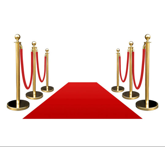 Gold Stanchion Post With Red Ropes and Red Carpet Gold Stanchion Post With Red Ropes and Red Carpet
