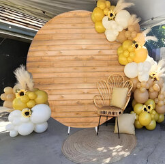 7ft Wood Grain Round Backdrop