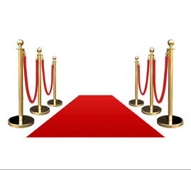 Gold Stanchion Post With Red Ropes and Red Carpet