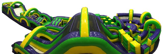 120ft Radical Run Mega Obstacle Course with U-Turn and Giant Slide