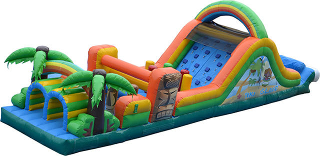 48ft Tiki Island Double Lane Obstacle Course (Wet)