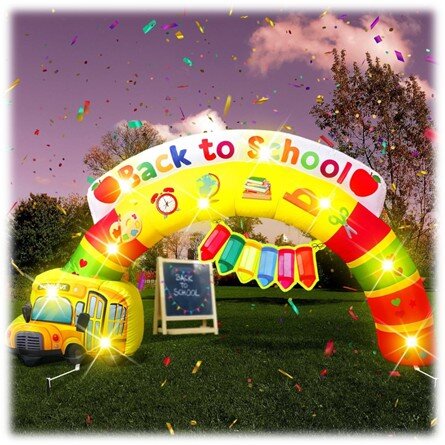 6 1/2ft Back To School Inflatable with Built in Blower and LED Lights 6 1/2ft Back To School Inflatable with Built in Blower and LED Lights