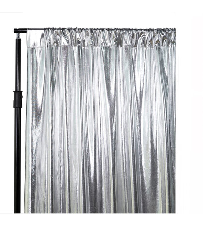 Metallic Silver 5 Feet Wide x 10 Feet Long Curtain Metallic Silver 5 Feet Wide x 10 Feet Long Curtain